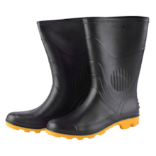 Bota de PVC Preta e Amarela N° 43 Cano Médio s/ Forro - GRENDENE