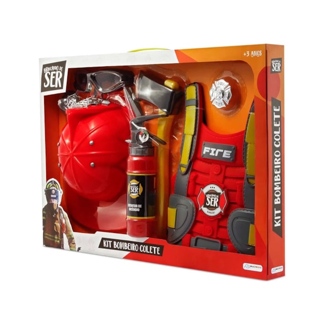 Brincando de Ser Kit Bombeiro com Colete Multikids BR963 Brincando de Ser Kit Bombeiro com Colete Multikids BR963