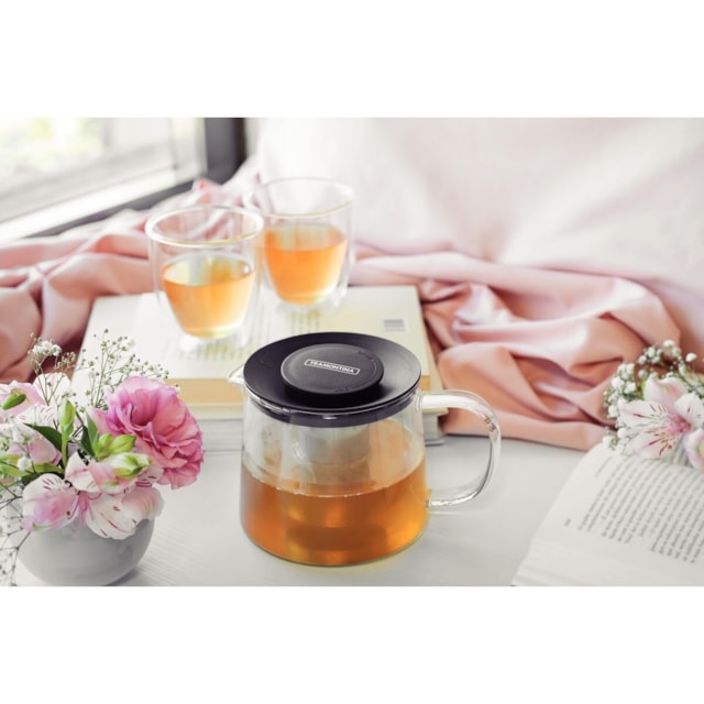 Bule para Chá Tramontina em Vidro e Aço Inox com Infusor 900 ml Bule para Chá Tramontina em Vidro e Aço Inox com Infusor 900 ml