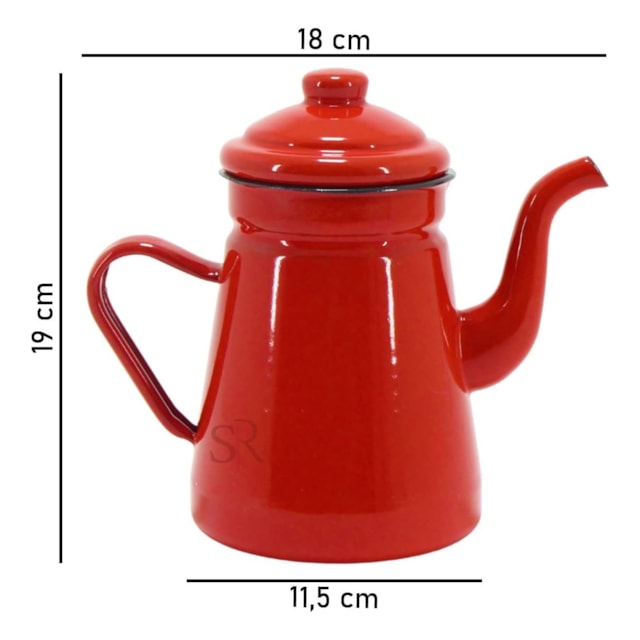 Bule Retrô em Ferro Esmaltado 1000ml Mimo Style Vermelho