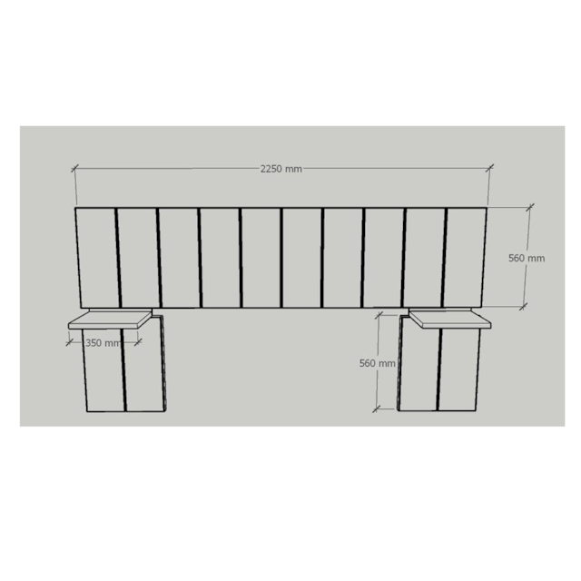 Cabeceira Estofada Angra Casal Preto + Bancada - Quarto Box