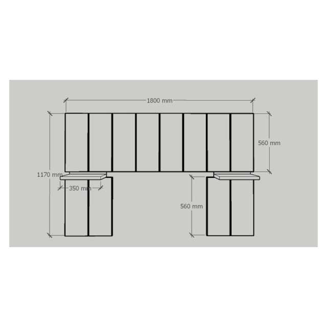 Cabeceira solteiro Angra Marrom 0,90cm c/bancadas de apoio