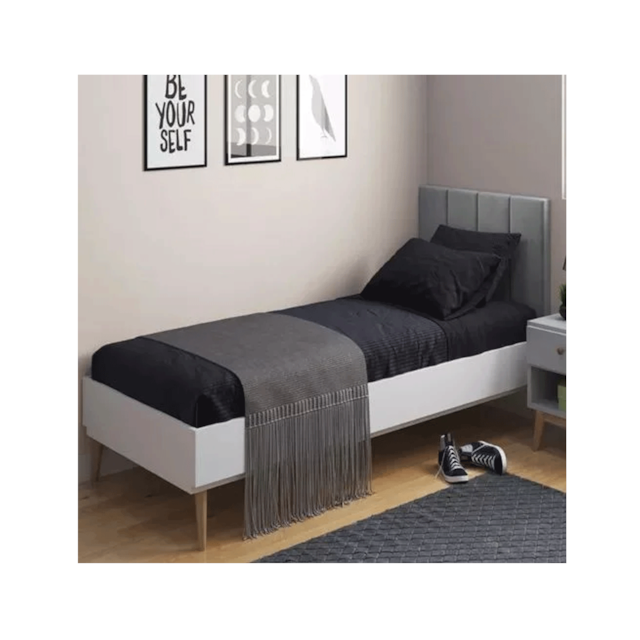 Cabeceira Solteiro Laura 0,90 Almofadada Cinza Cabeceira Solteiro Laura 0,90 Almofadada Cinza