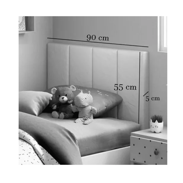 Cabeceira Solteiro Laura 0,90 Almofadada Cinza Cabeceira Solteiro Laura 0,90 Almofadada Cinza