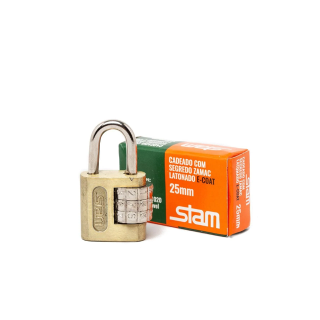 Cadeado Segredo 25mm Latonado - STAM Cadeado Segredo 25mm Latonado - STAM