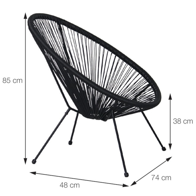 CADEIRA ACAPULCO CORDAS EM PVC PRETA