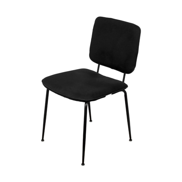 CADEIRA BATUR ESPUMA REVESTIDA EM LINHO PRETA E BASE EM AÇO PINTADO CADEIRA BATUR ESPUMA REVESTIDA EM LINHO PRETA E BASE EM AÇO PINTADO