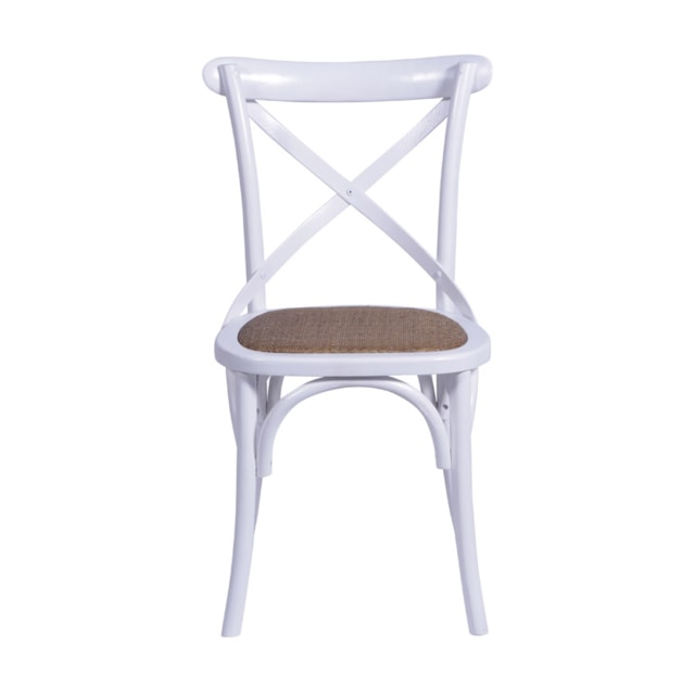 CADEIRA CROSS EM MADEIRA COR BRANCA ASSENTO EM RATTAN CADEIRA CROSS EM MADEIRA COR BRANCA ASSENTO EM RATTAN