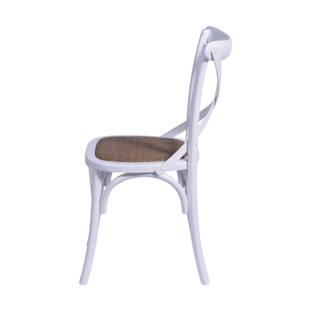 CADEIRA CROSS EM MADEIRA COR BRANCA ASSENTO EM RATTAN CADEIRA CROSS EM MADEIRA COR BRANCA ASSENTO EM RATTAN