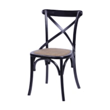 CADEIRA CROSS EM MADEIRA COR PRETA ASSENTO EM RATTAN CADEIRA CROSS EM MADEIRA COR PRETA ASSENTO EM RATTAN