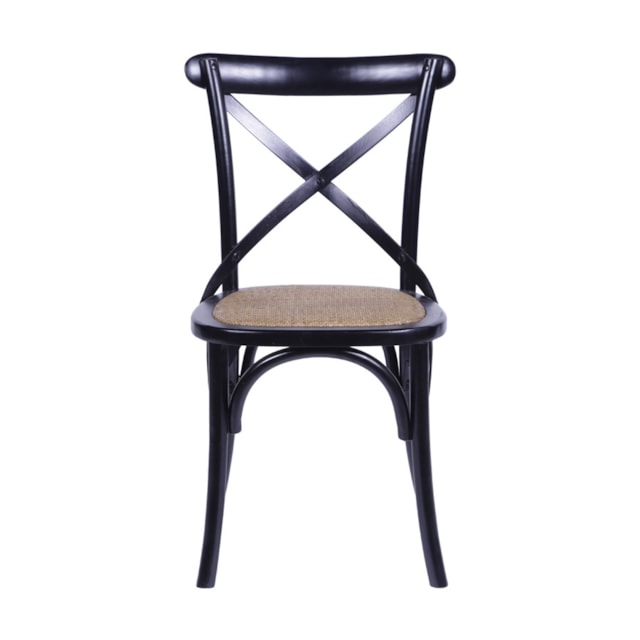 CADEIRA CROSS EM MADEIRA COR PRETA ASSENTO EM RATTAN CADEIRA CROSS EM MADEIRA COR PRETA ASSENTO EM RATTAN