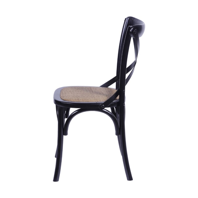 CADEIRA CROSS EM MADEIRA COR PRETA ASSENTO EM RATTAN CADEIRA CROSS EM MADEIRA COR PRETA ASSENTO EM RATTAN