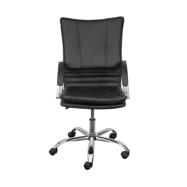 CADEIRA DENVER BAIXA EM PU PRETA BASE CROMADA RODÍZIO CADEIRA DENVER BAIXA EM PU PRETA BASE CROMADA RODÍZIO