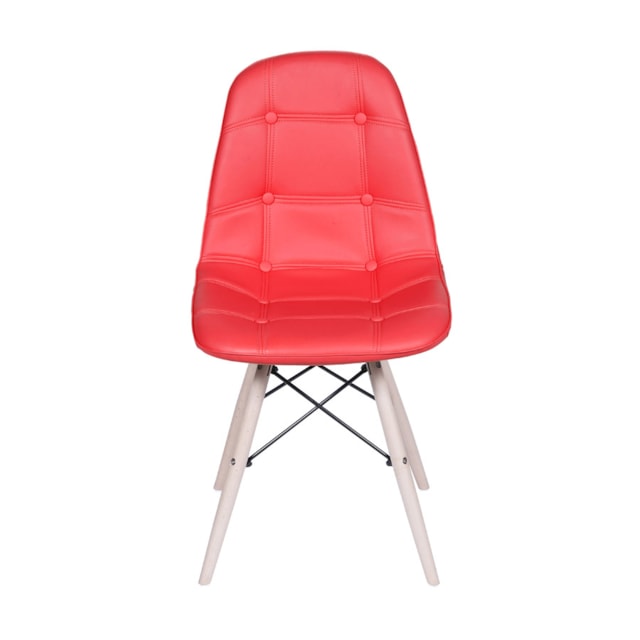 CADEIRA DKR BOTONÊ VERMELHA BASE MADEIRA CADEIRA DKR BOTONÊ VERMELHA BASE MADEIRA