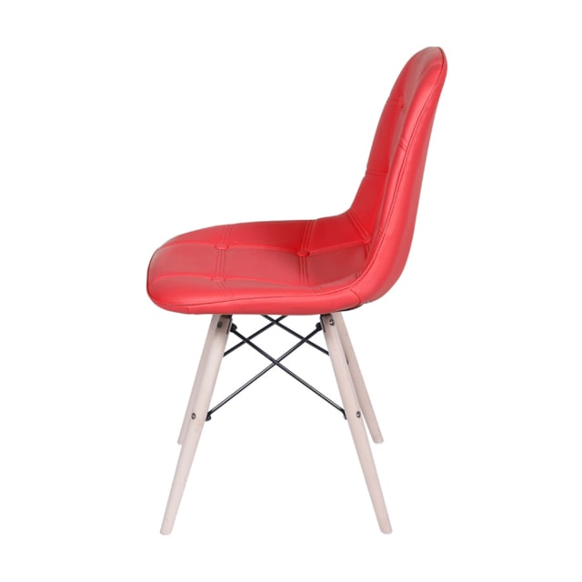 CADEIRA DKR BOTONÊ VERMELHA BASE MADEIRA CADEIRA DKR BOTONÊ VERMELHA BASE MADEIRA