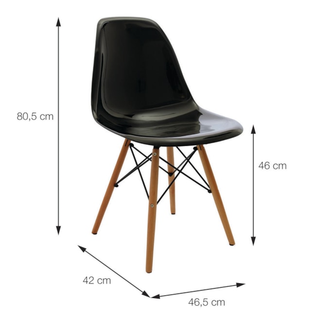 CADEIRA DKR PC INCOLOR BASE MADEIRA