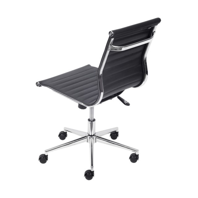 CADEIRA ESTEIRINHA BAIXA CORINO PRETA BASE RODÍZIO SEM BRAÇO CADEIRA ESTEIRINHA BAIXA CORINO PRETA BASE RODÍZIO SEM BRAÇO