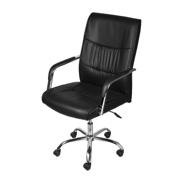 CADEIRA ESTOCOLMO BAIXA RODÍZIO PRETA EM P.U. BASE CROMADA CADEIRA ESTOCOLMO BAIXA RODÍZIO PRETA EM P.U. BASE CROMADA