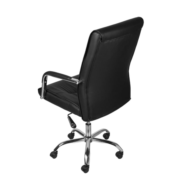 CADEIRA ESTOCOLMO BAIXA RODÍZIO PRETA EM P.U. BASE CROMADA CADEIRA ESTOCOLMO BAIXA RODÍZIO PRETA EM P.U. BASE CROMADA