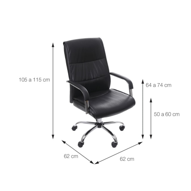 CADEIRA ESTOCOLMO BAIXA RODÍZIO PRETA EM P.U. BASE CROMADA CADEIRA ESTOCOLMO BAIXA RODÍZIO PRETA EM P.U. BASE CROMADA