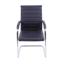 CADEIRA FLORENÇA FIXA PRETA EM P.U. BASE CROMADA CADEIRA FLORENÇA FIXA PRETA EM P.U. BASE CROMADA