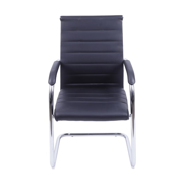 CADEIRA FLORENÇA FIXA PRETA EM P.U. BASE CROMADA CADEIRA FLORENÇA FIXA PRETA EM P.U. BASE CROMADA