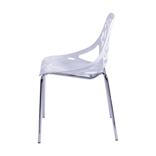 CADEIRA FOLHA ABS BRANCA BASE CROMADA