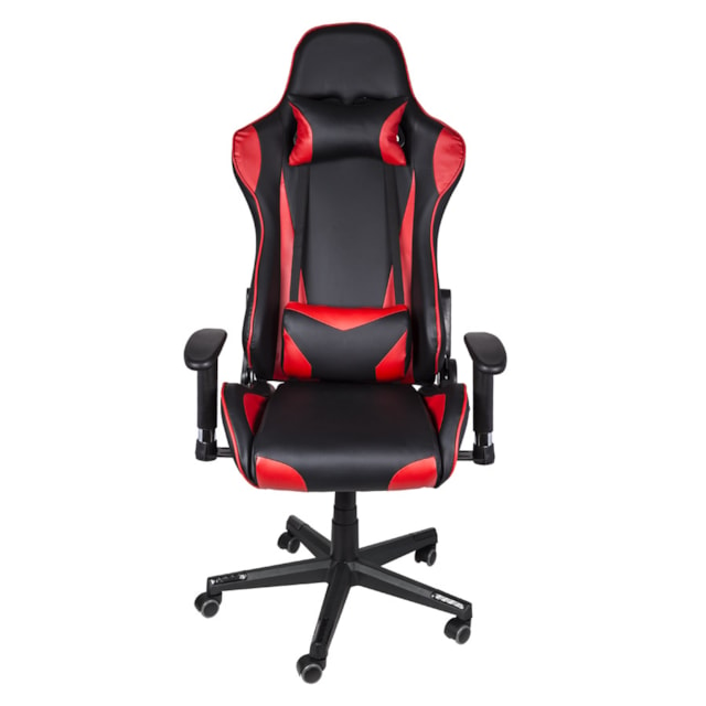 CADEIRA GAMER F16 VERMELHA BASE RODÍZIO