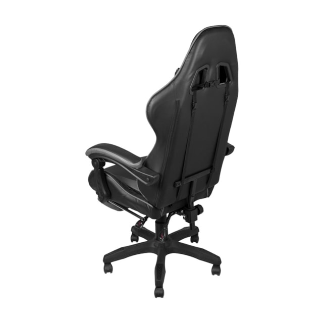 CADEIRA GAMER HAWKER EM PU CINZA BASE RODÍZIO
