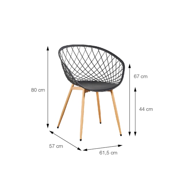 CADEIRA LOA PP BRANCA BASE METAL COR MADEIRA