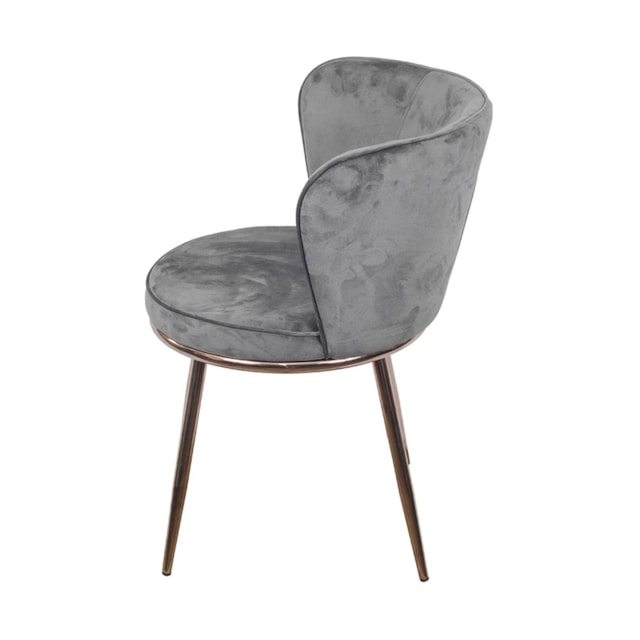 CADEIRA NANDA ESPUMA REVESTIDA EM VELUDO CINZA E BASE EM AÇO PINTADO COBRE CADEIRA NANDA ESPUMA REVESTIDA EM VELUDO CINZA E BASE EM AÇO PINTADO COBRE