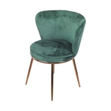 CADEIRA NANDA ESPUMA REVESTIDA EM VELUDO VERDE ESCURO E BASE EM AÇO PINTADO COBRE CADEIRA NANDA ESPUMA REVESTIDA EM VELUDO VERDE ESCURO E BASE EM AÇO PINTADO COBRE