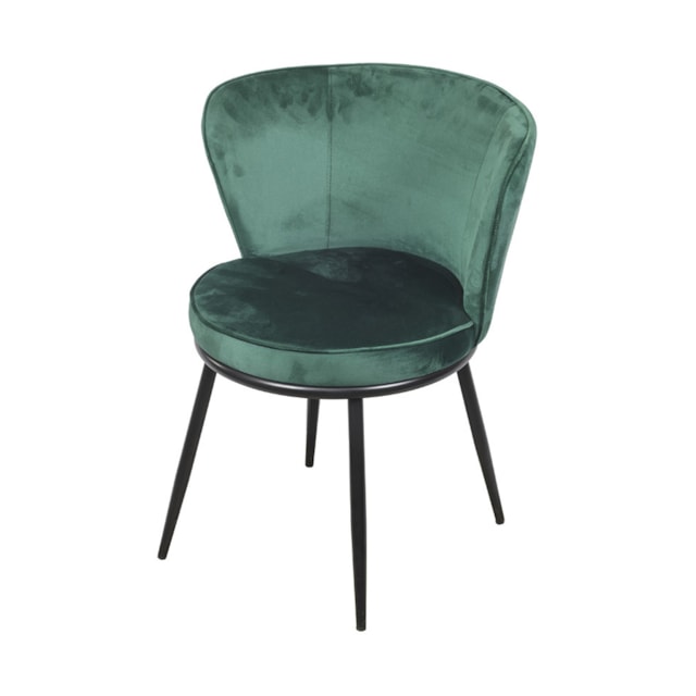 CADEIRA NANDA ESPUMA REVESTIDA EM VELUDO VERDE ESCURO E BASE EM AÇO PINTADO PRETA CADEIRA NANDA ESPUMA REVESTIDA EM VELUDO VERDE ESCURO E BASE EM AÇO PINTADO PRETA