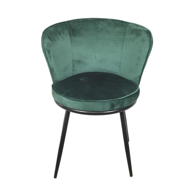 CADEIRA NANDA ESPUMA REVESTIDA EM VELUDO VERDE ESCURO E BASE EM AÇO PINTADO PRETA CADEIRA NANDA ESPUMA REVESTIDA EM VELUDO VERDE ESCURO E BASE EM AÇO PINTADO PRETA