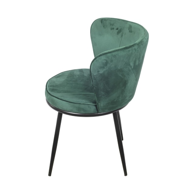 CADEIRA NANDA ESPUMA REVESTIDA EM VELUDO VERDE ESCURO E BASE EM AÇO PINTADO PRETA CADEIRA NANDA ESPUMA REVESTIDA EM VELUDO VERDE ESCURO E BASE EM AÇO PINTADO PRETA