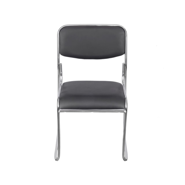 CADEIRA OFFICE DUBAI FIXA PU PRETO ESTRUTURA CROMADA CADEIRA OFFICE DUBAI FIXA PU PRETO ESTRUTURA CROMADA