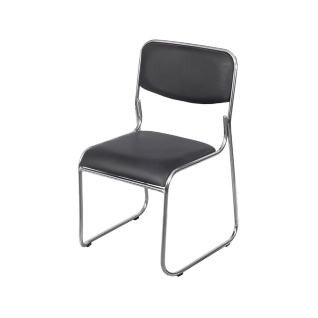 CADEIRA OFFICE DUBAI FIXA PU PRETO ESTRUTURA CROMADA CADEIRA OFFICE DUBAI FIXA PU PRETO ESTRUTURA CROMADA