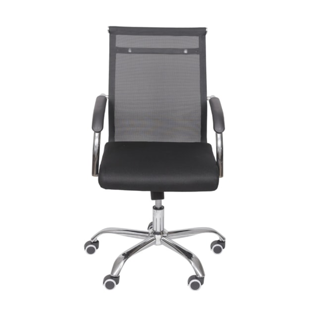 CADEIRA ROMA BAIXA RODÍZIO PRETA ASSENTO EM TECIDO ENCOSTO EM TELA E BASE CROMADA CADEIRA ROMA BAIXA RODÍZIO PRETA ASSENTO EM TECIDO ENCOSTO EM TELA E BASE CROMADA