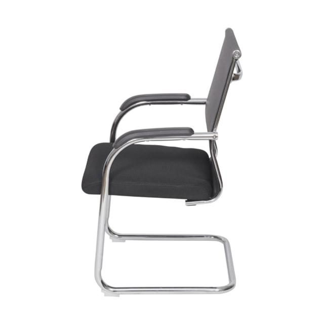 CADEIRA ROMA FIXA PRETA ASSENTO EM TECIDO ENCOSTO EM TELA E BASE CROMADA CADEIRA ROMA FIXA PRETA ASSENTO EM TECIDO ENCOSTO EM TELA E BASE CROMADA