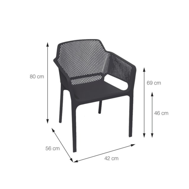 CADEIRA VEGA EM POLIPROPILENO PRETA COM BRAÇO CADEIRA VEGA EM POLIPROPILENO PRETA COM BRAÇO