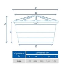 Caixa de Água Poliet com Tampa 2000 L - FORTLEV