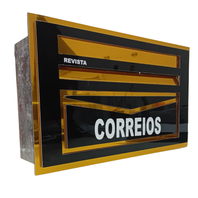 Caixa de Correio Cariri Preto com Ouro Grande - TELHA LUZ