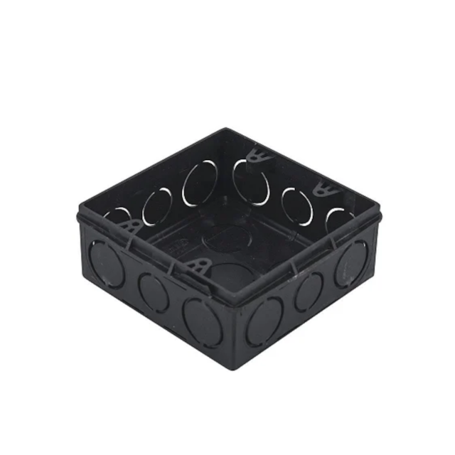 Caixa Plástica 4x4 Preta Quadrada - POLYFORT