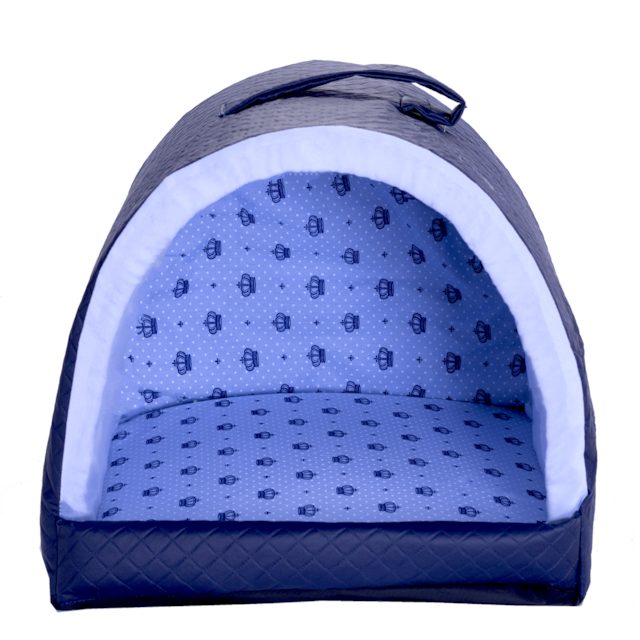 Cama Pet para Cachorro ou Gato Iglu Toca Realeza Azul Deccoralle