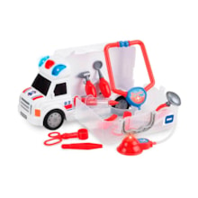 Caminhão de Primeiros Socorros Workshop Junior Truck com Acessórios Indicado para +3 Anos Branco/vermelho Multikids - BR