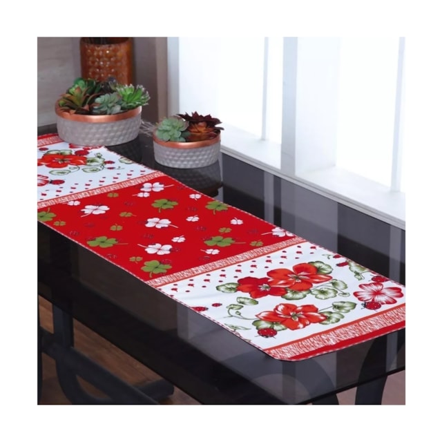 Caminho de Mesa Estampada Flores Multiuso Delicada Oxford Caminho de Mesa Estampada Flores Multiuso Delicada Oxford