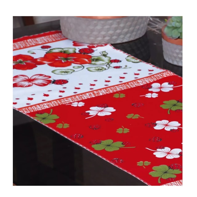 Caminho de Mesa Estampada Flores Multiuso Delicada Oxford Caminho de Mesa Estampada Flores Multiuso Delicada Oxford