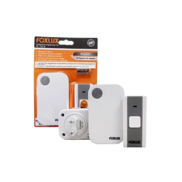 Campainha Acion. Bat. Bivolt sem Fio - FOXLUX Campainha Acion. Bat. Bivolt sem Fio - FOXLUX