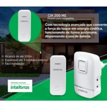 Campainha sem Bateria Cik-200 à Energia Cinética - INTELBRAS Campainha sem Bateria Cik-200 à Energia Cinética - INTELBRAS