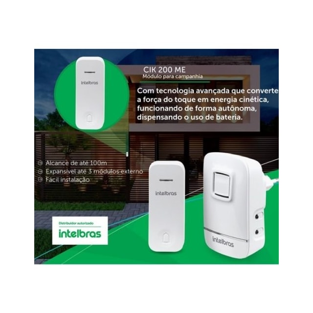 Campainha sem Bateria Cik-200 à Energia Cinética - INTELBRAS Campainha sem Bateria Cik-200 à Energia Cinética - INTELBRAS